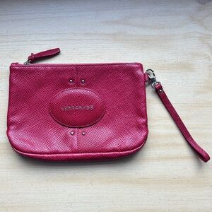 Longchamp Red Wristlet Clutch with Glossy Finish